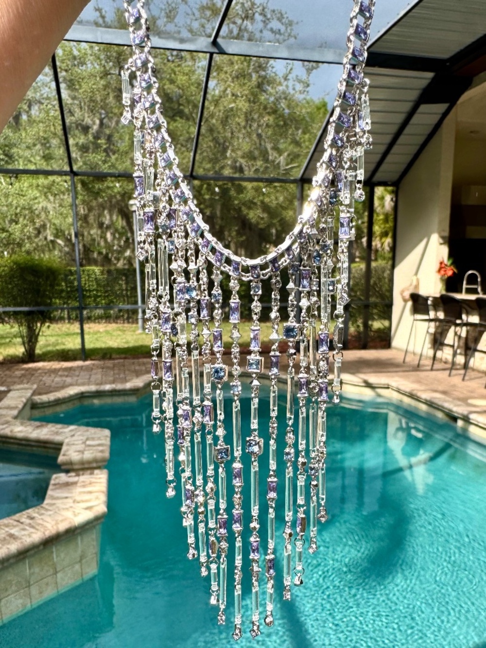 NWOT Kendra Scott Statement Mazen Lilac Crystal Bib Necklace